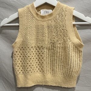 Zara Kids Beige Textured Sleeveless Knit Top